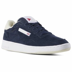 Adidasy Damskie Reebok Club C 85 Corduroy Czarne/Białe PL 48ILCKN